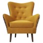 Musztardowy skandynawski fotel CARMO GLAMOUR we wzory malawi Musztardowy skandynawski fotel CARMO GLAMOUR we wzory malawi